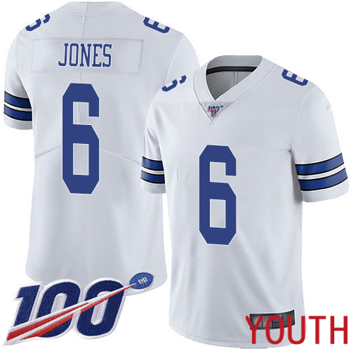 Youth Dallas Cowboys Limited White Chris Jones Road #6 100th Season Vapor Untouchable NFL Jersey->women nfl jersey->Women Jersey
